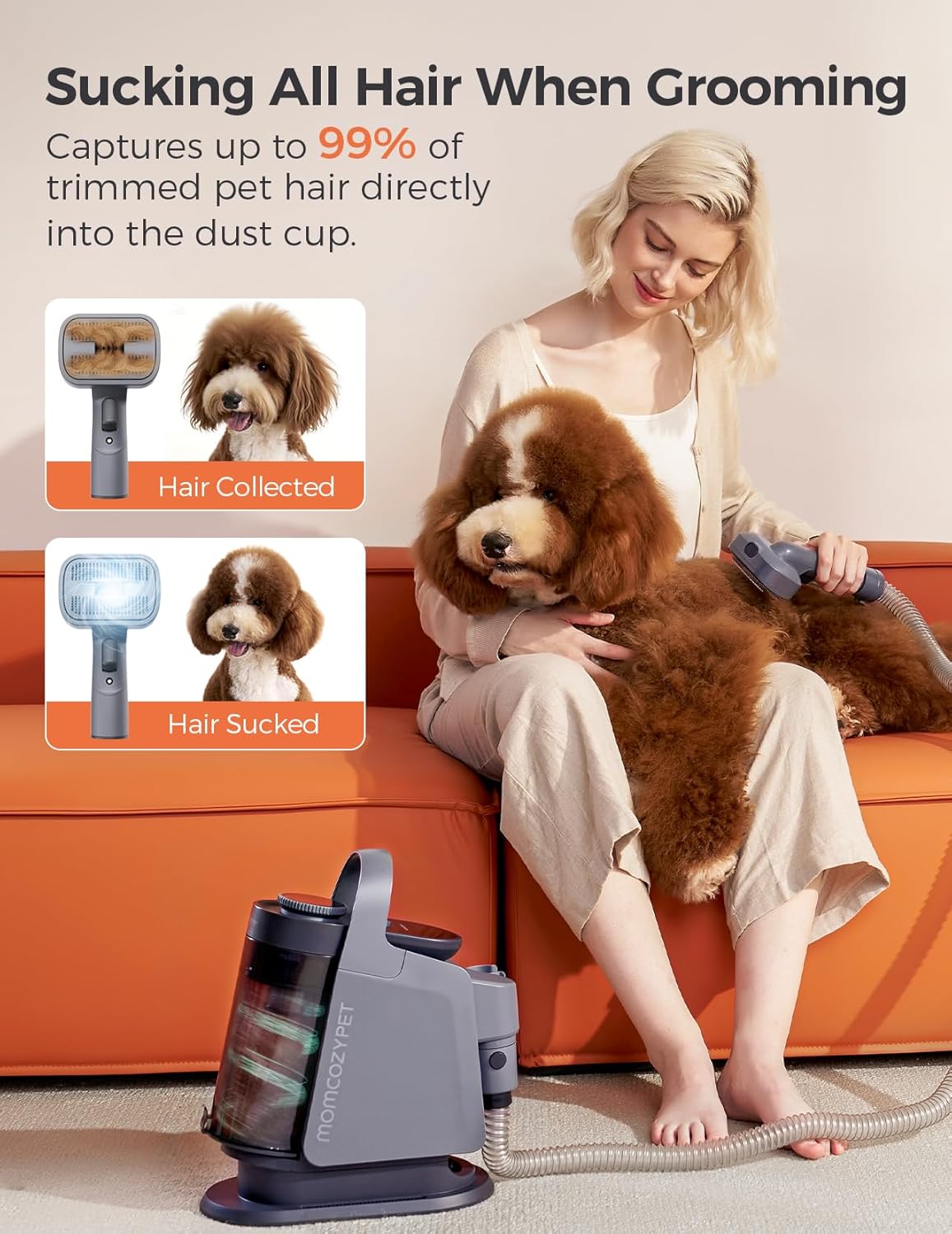 Dog Grooming Kit, FurEase Dog Grooming Vacuum with Dog Clippers for Grooming, 13000Pa Powerful Dog Vacuum for Shedding Grooming with 5 Pet Grooming Tools - Image 2