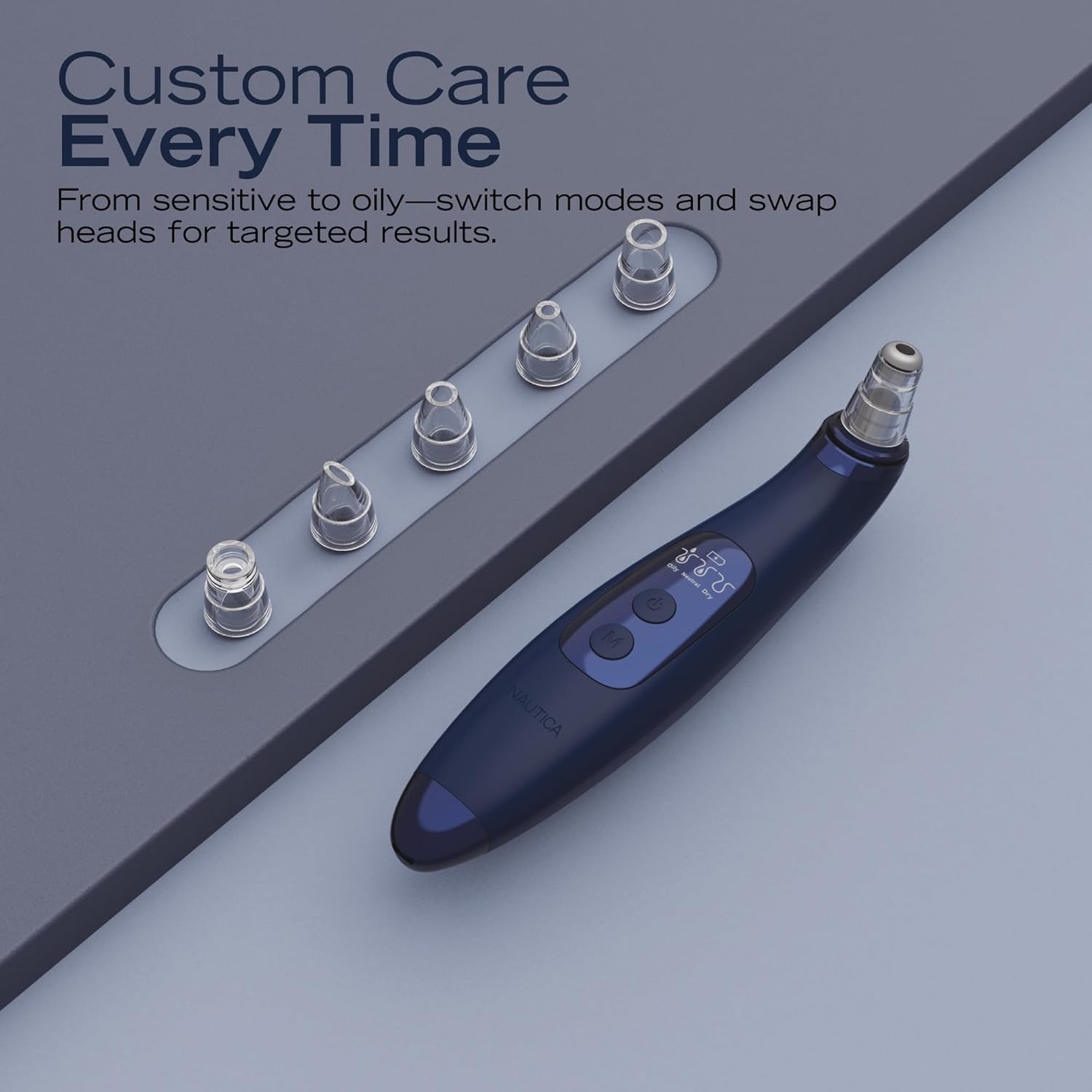 Nautica PC250 Blackhead Remover Tool, Rechargeable Vacuum Blackhead Remover for Face with 6 Heads, 3 Modes & LED Display for Deep Pore Cleansing - Image 4