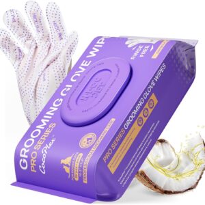 HICC PET Glove Wipes Pro – Pet Cleaning Gloves for Dogs & Cats – Infused with Coconut Oil & Plant Extracts – Hypoallergenic, Gentle, Spa-Like Care at Home