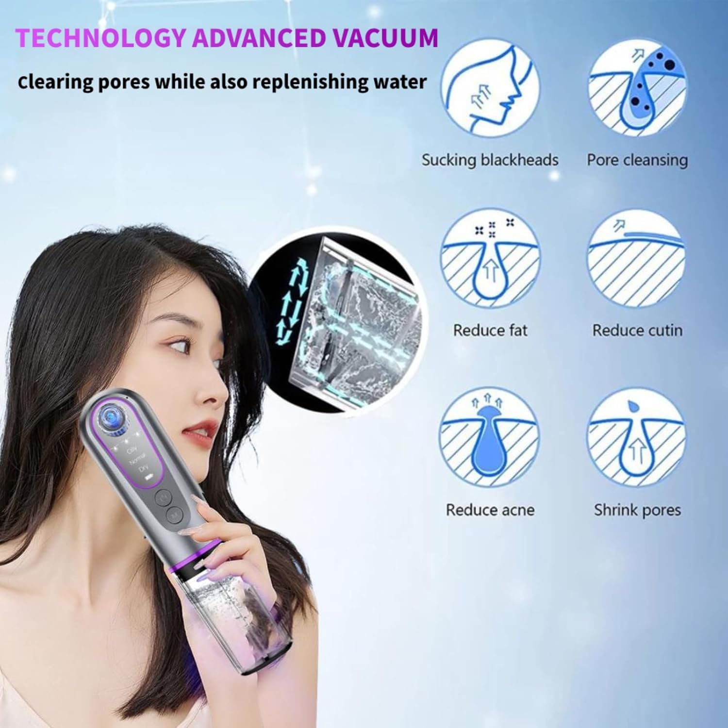 Blackhead Remover Suction Pore Vacuum Hydro Facials Hydrating Pore Cleaner Machine Pimple Extractor with USB Charging Cable Beauty Device - Image 8