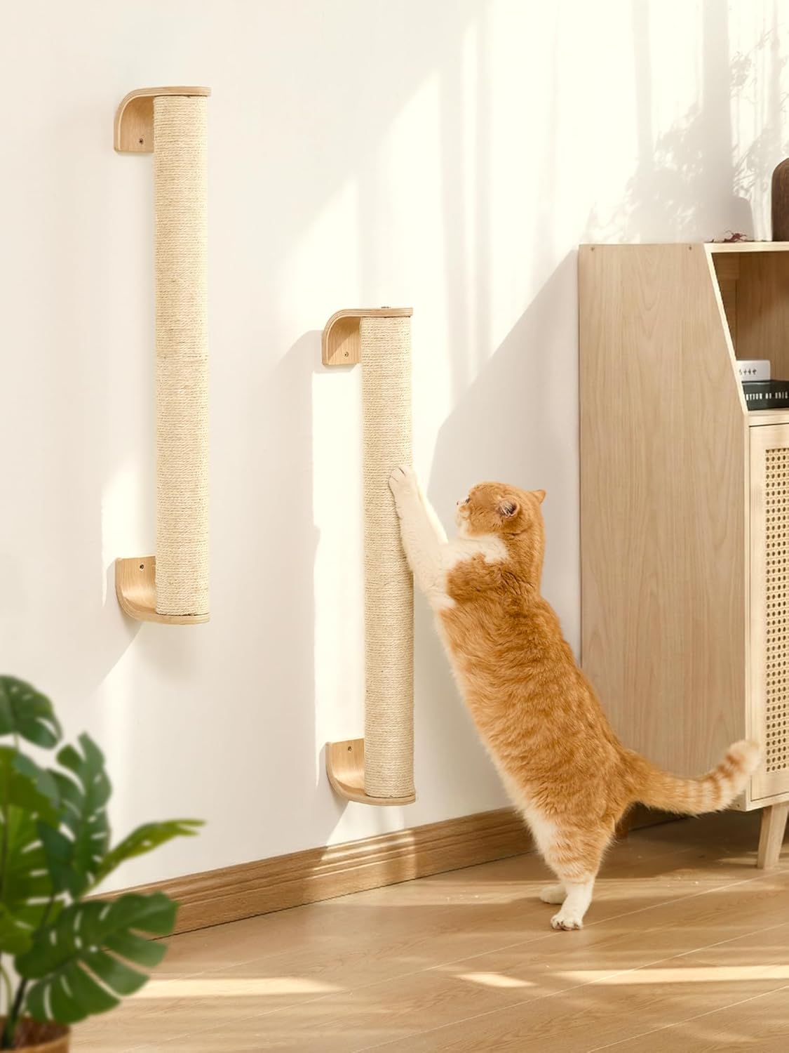 FUKUMARU Cat Wall Scratcher, 60" Tall Wall Mounted Kitten Scratching Post, Sturdy Sisal Climbing Tree for Indoor Large Cats - Image 6