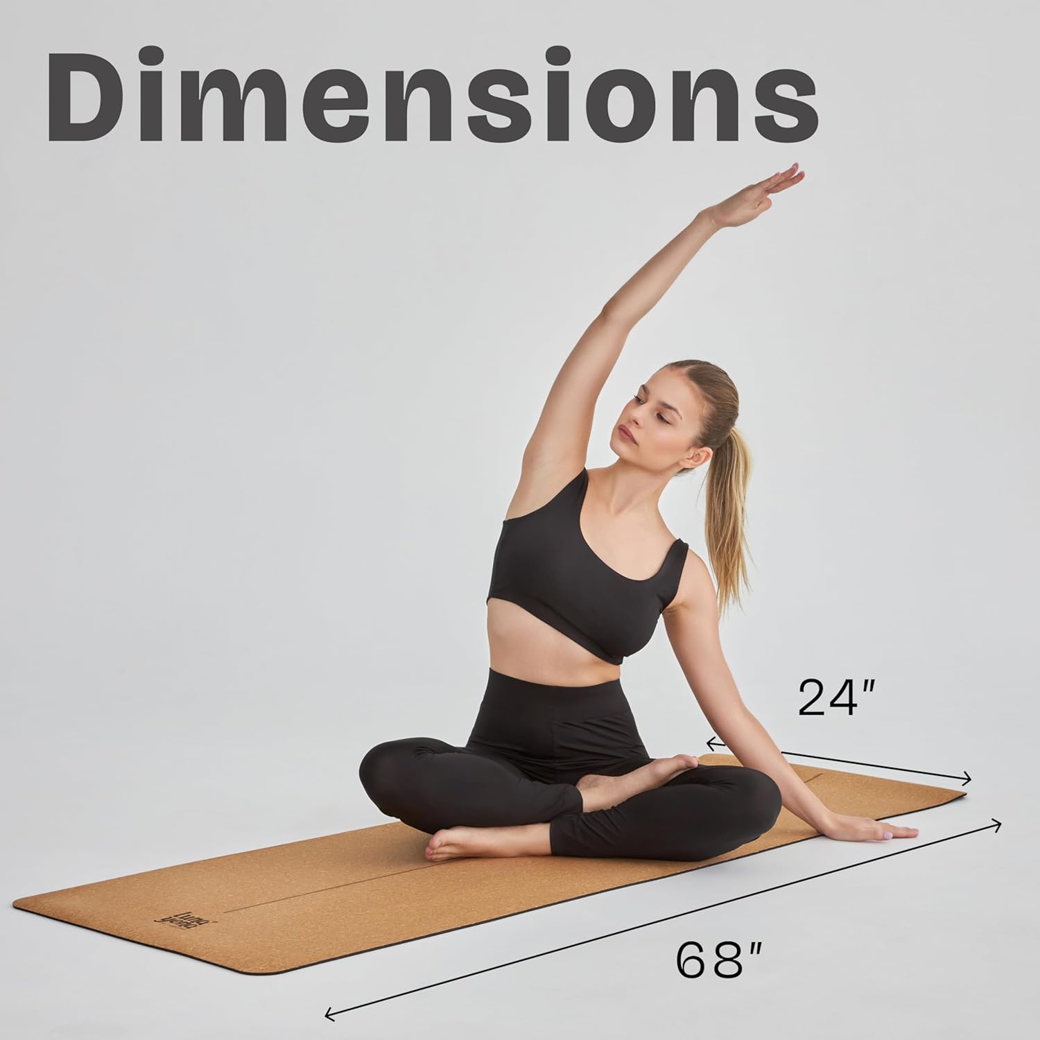 LunaYena Cork Yoga Mat - Eco-Friendly Non-Slip Natural Cork & Non-Toxic Rubber Base for Women & Men, 4mm Thick for Hot Yoga/Pilates/Fitness, 72"x24" Durable Sustainable Design for Home/Studio/Outdoor - Image 4