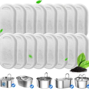 Cat Fountain Filters, 16 Pack Cat Water Fountain Filter for 67oz/2L Cat Water Fountain Stainless Steel, 3.2L/108oz Pet Fountain