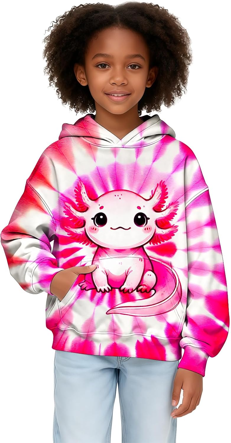 Kids Tie Dye Hoodie Sweatshirt Hooded Kangaroo Pocket Pullover Hoodies for Boys Girls - Image 5
