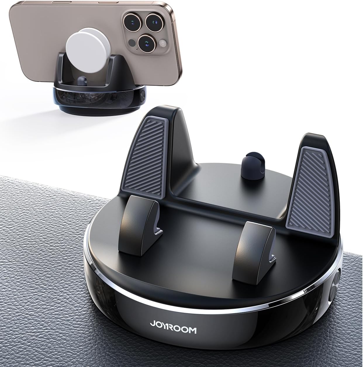 JOYROOM Car Phone Holder Mount, 360° Adjustable & Avoid Sun Glare Phone Holder for Car, Slip Free Spring Snap Design Dashboard Phone Stand, Compatible with Smartphones, GPS Devices