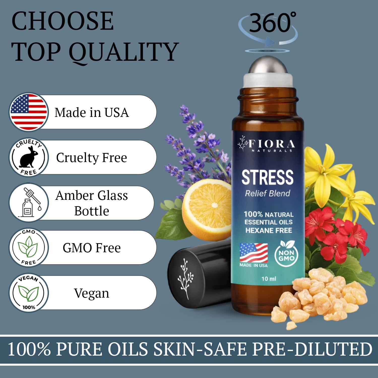Stress Relief Essential Oil Roll On – Calming Essential Oils Blend for Relaxation & Wellness Rituals - Aromatherapy Roller, Destress Gifts for Women & Men by Fiora Naturals - Image 3