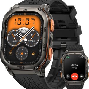 AMAZTIM Military Smart Watch with GPS, 6 Satellite Positioning/Compass, Stainless Steel Body, Waterproof, 480mAh Extra-Large Battery, Answer/Make Call, 2″ AMOLED Screen, Compatible for Android iOS