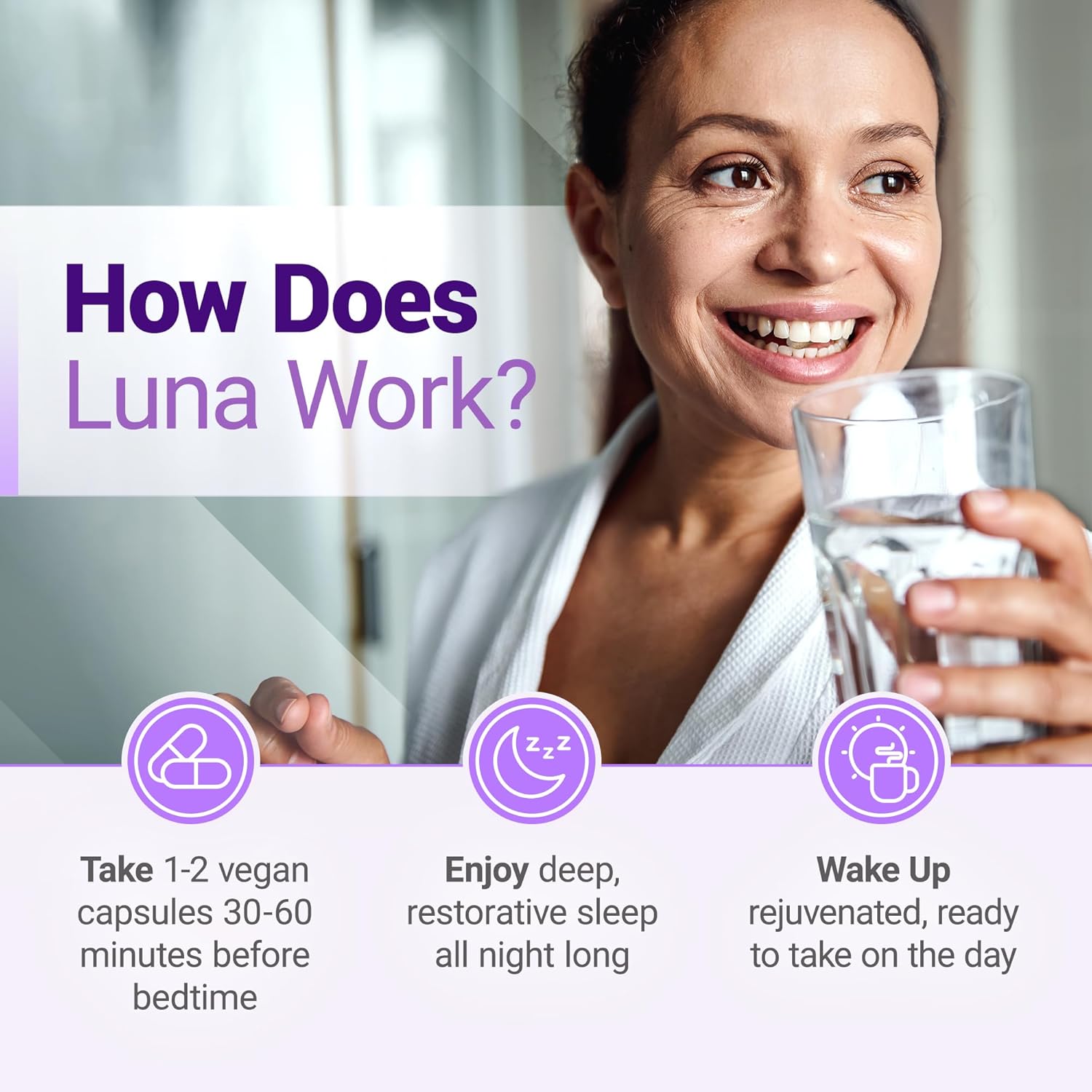 Nested Naturals Luna Sleep Aid - Non-Habit Forming Natural Sleeping Pills for Adults with Naturally Sourced Ingredients - Valerian Root, Melatonin, Chamomile, Lemon Balm, & More - 60 Vegan Capsules - Image 2