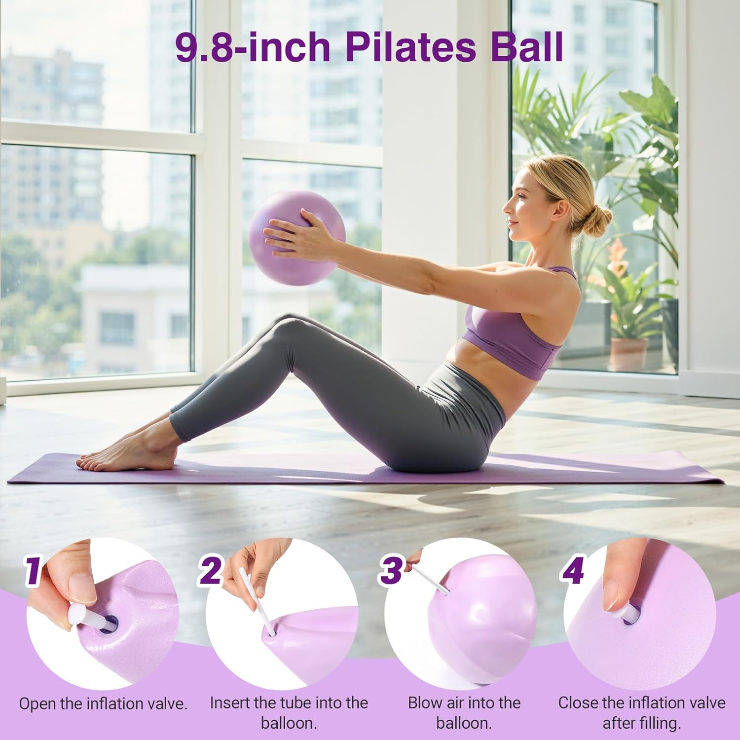 Rhino Valley Home Pilates Kit for Women, Pilates Workouts Set, Pilate Equipment with Circle Ring and Ball, Resistance Bands,Guide, Yoga Fitness Essentials Full Body Exercise Home Kit for Beginners - Image 3
