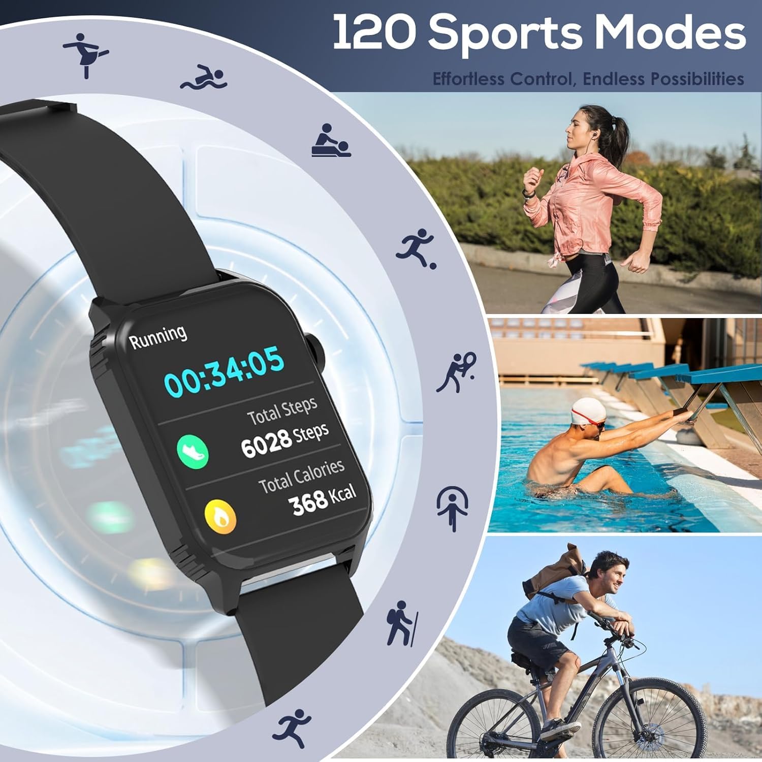 TRAUSI Smart Watch for Men, 120 Sports Modes Smartwatch with 1.83" HD, Alexa Built-in, Heart Rate/Sleep Monitor, IP67 Waterproof, Bluetooth Call & Music Control Fitness Watch for iPhone/Android Black - Image 5