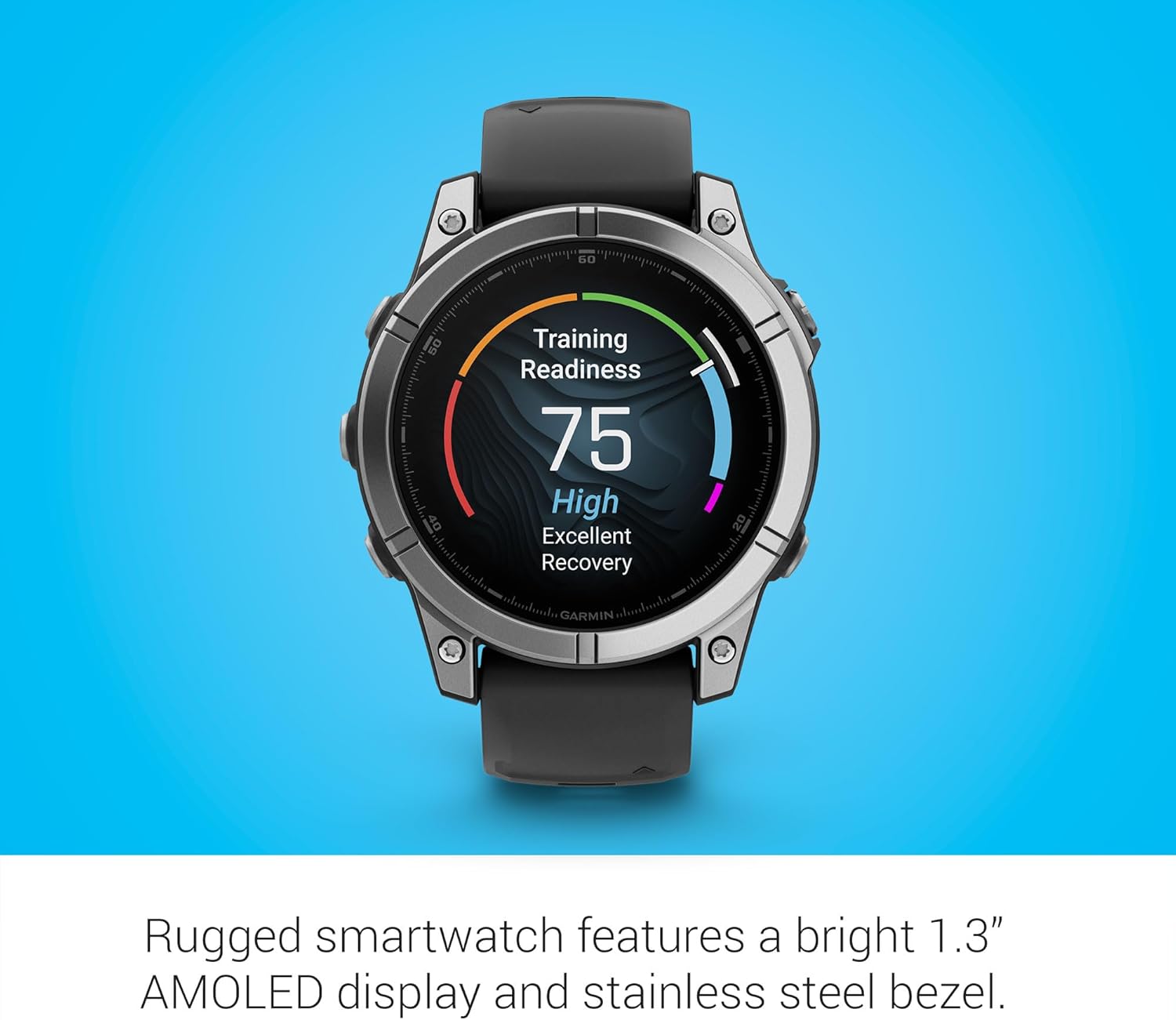 Garmin fēnix® E – 47 mm, AMOLED, Premium Multisport GPS Smartwatch, Long-Lasting Battery Life, Stainless Steel with Black Band - Image 3