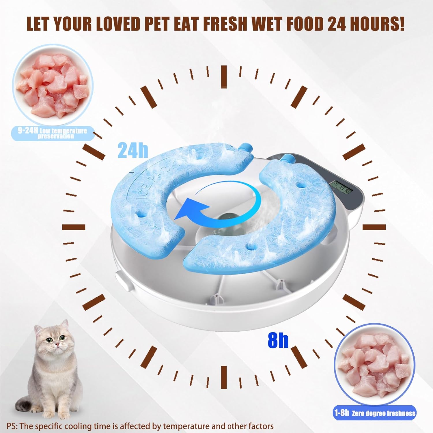 Automatic Wet Food Cat Feeder, Auto Refrigerated Wet Foods Feeder for Cats Dogs 4 Meal Timed Fresh Foods Dispenser with 2 Ice Packs Small Pet Feeders for Kitty Puppy Automatic Cat Dog Food Bowl - Image 2