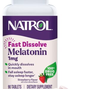 Natrol Fast Dissolve Melatonin 1 mg, Sleep Support for Adults