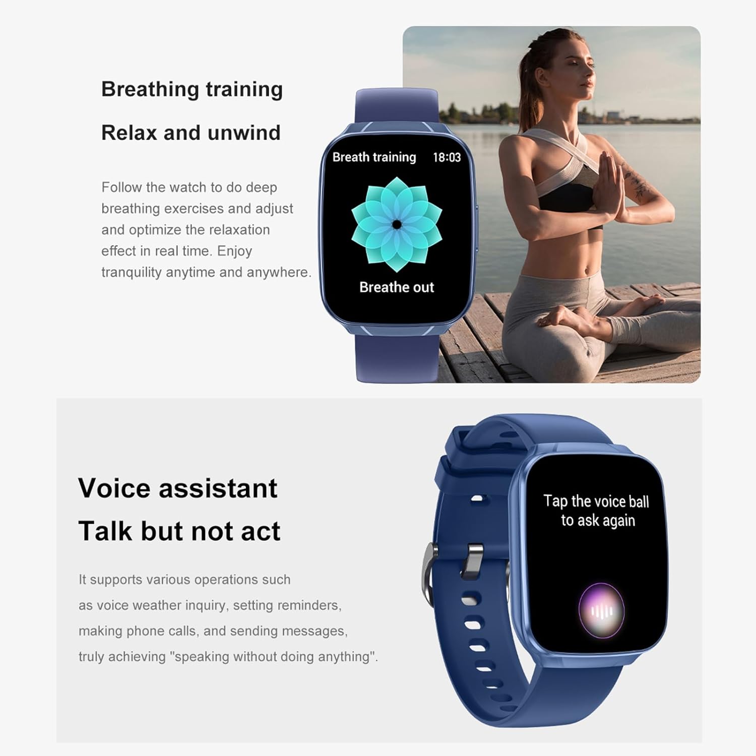 Smart Watch for Men Women, 1.83" HD Touchscreen Fitness Trackers with Bluetooth Call/Messages, Smartwatches with 120+ Sports Modes, 24/7 Heart Rate/Sleep Monitor for iPhone Android - Image 5
