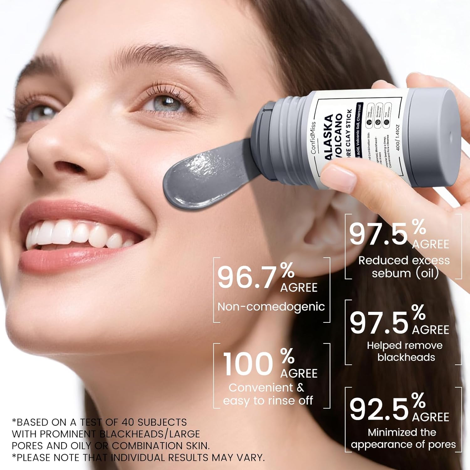 Clay Mask Stick, Deep pore Cleansing, Exfoliator Blackhead Remover Pore Cleanser Gentle Exfoliation Skin Brightening, Hydrating & Moisturizing Face Mud Mask for All Skin Types, Men & Women (Gray) - Image 5
