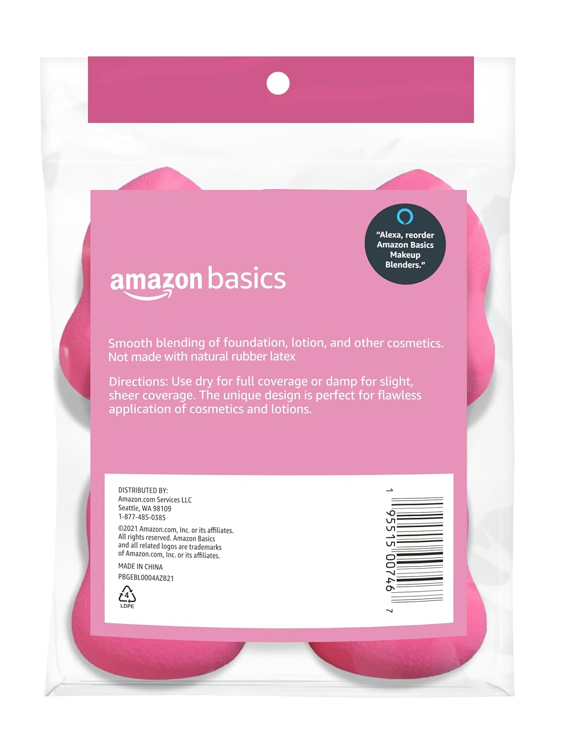 Amazon Basics Large Makeup Blender Sponges, Reusable, for Full or Sheer Coverage, 4-Pack (Previously Solimo) - Image 2