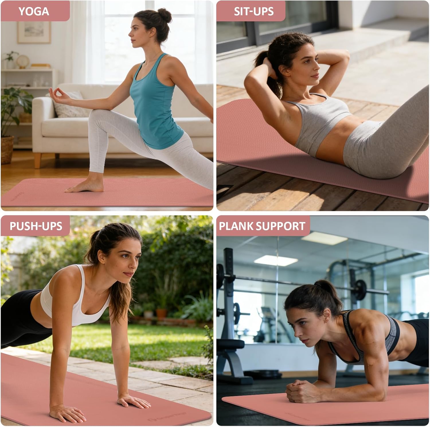 Gruper Yoga Mat Non Slip, 72"L x 24"W x 0.24"/0.32"TH, Anti-Tear Exercise Mat with Carrying Strap and Bag, Pro TPE Yoga Mats for Women, Workout Mats for Home, Pilates and Floor Exercises - Image 7