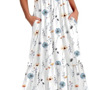 Zeagoo Women Summer Midi A Line Dress Short Sleeve Casual Flowy Tiered Beach Long Sundress with Pockets 2026 Vacation Travel