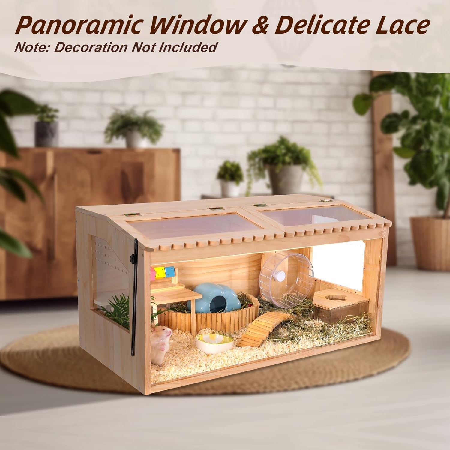 Wooden Hamster Cage,32"x16"Large Hamster Cage,2 Washable Liners & 2 Adjustable Ventilation Window. Small Animal Cage for Dwarf Syrian Hamsters Degus Mice & Other Small Pets. - Image 8