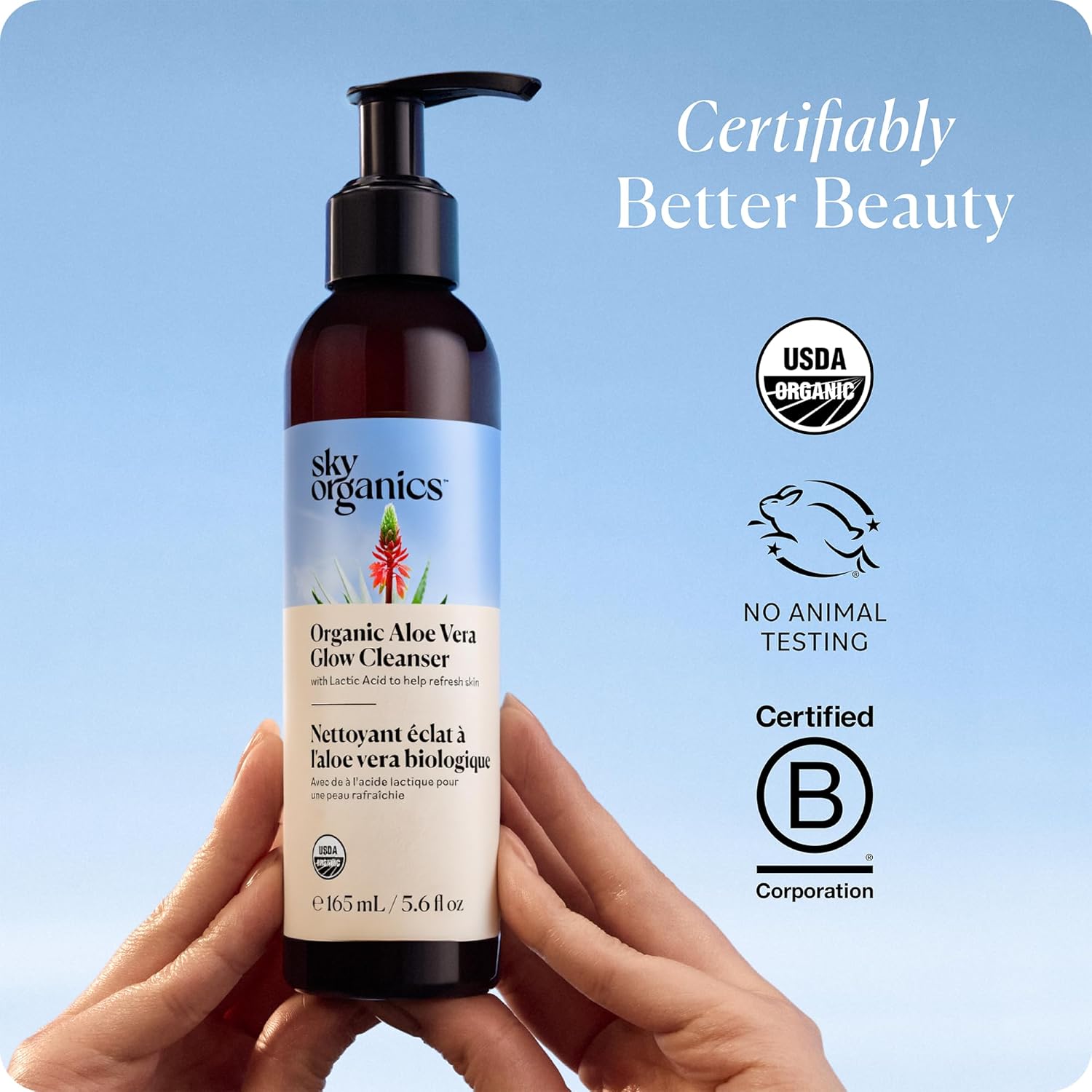 Sky Organics - Organic Aloe Vera Glow Cleanser (5.6 fl oz/166 mL) Face Wash - Lactic Acid - Refines & Brightens - Consumer Tested Results - USDA Certified Organic - Vegan, Cruelty Free, Skin Care - Image 7
