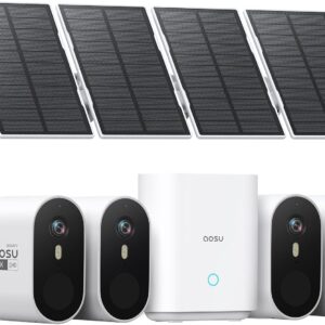 aosu Solar Security Cameras Wireless Outdoor, 4-Cam Kit, 2K QHD Home Security System with 166° Ultra-Wide Angle, Color Night Vision, 60 Days aosuBase Local Storage, No Subscription Needed