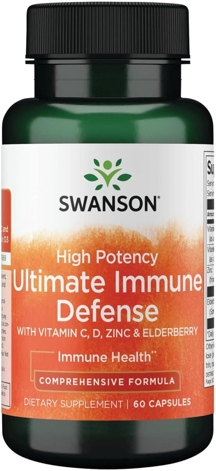 Swanson High Potency Ultimate Immune Defense with C, D, Zinc & Elderberry 60 Caps