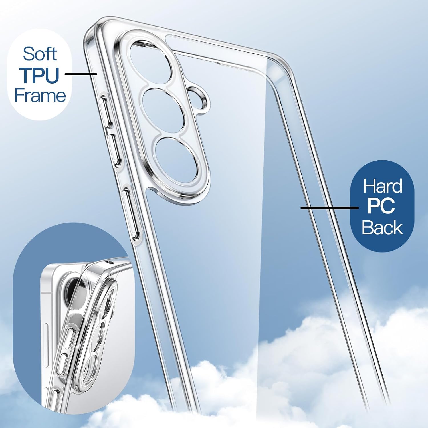 JETech Case for Samsung Galaxy S26, Camera Lens Full Protection, Non-Yellowing Shockproof Bumper Phone Cover, Anti-Scratch Hard PC Back (Clear) - Image 6