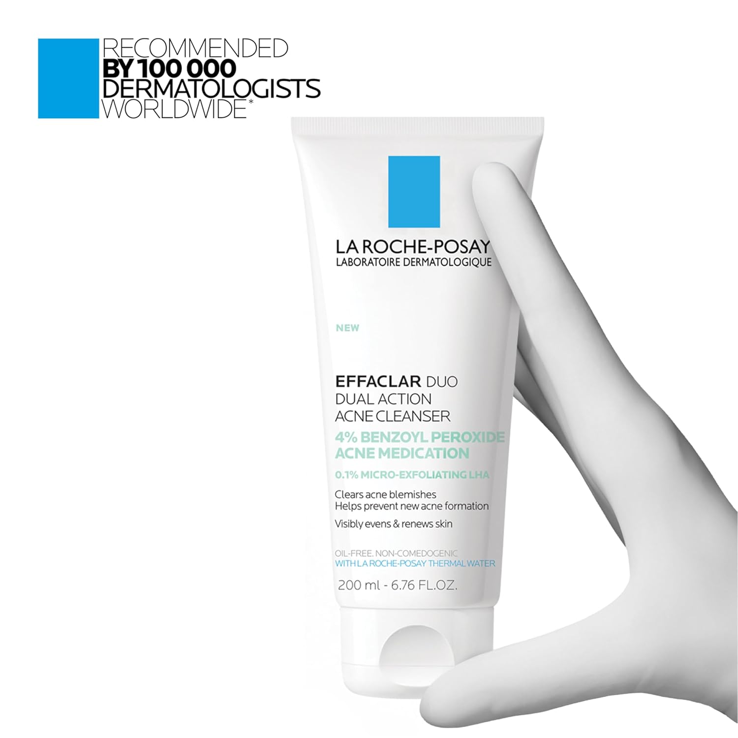 La Roche-Posay Effaclar Dual Acne Face Wash With 4% Benzoyl Peroxide & LHA Exfoliant, Acne Treatment Help Clear & Prevent Blemishes, Paraben Free & Oil Free Wash, 6.76 Fl Oz - Image 9