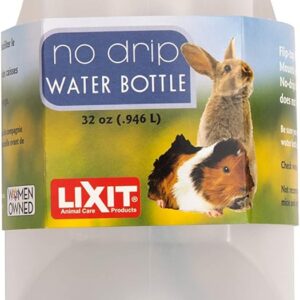 Lixit® Top Fill No Drip Water Bottles for Rabbits, Ferrets, Hamsters, Guinea Pigs, Rats, Chinchillas and Other Small Animals – Made in USA (Granite (Pack of 1), 32 Ounce)