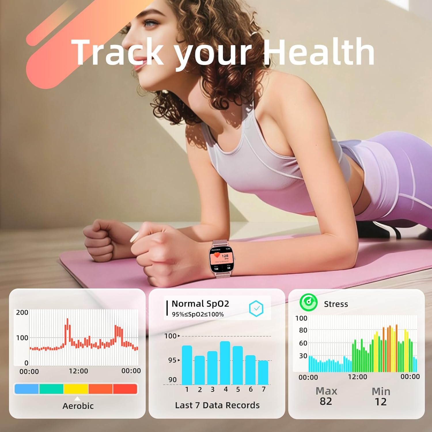 Smart Watch for Women, Answer/Make Call,1.85'' Ultra-Clear Screen Fitness Tracker with Heart Rate/Sleep/SpO2 Monitor,Smartwatch for iPhone/Samsung/Android,120+ Sport Modes,IP68 Waterproof with 2 Bands - Image 2