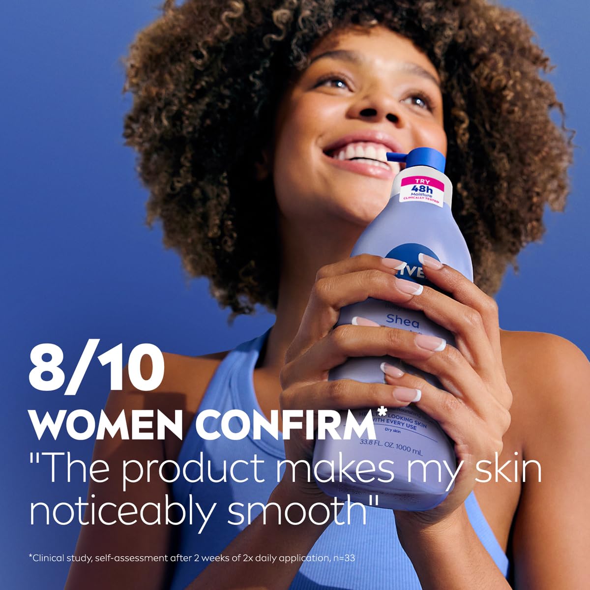 NIVEA Shea Nourish Body Lotion for Dry Skin with Hyaluronic Acid, Shea Butter and Deep Nourishing Serum, 48-Hour Body Moisturizer, 33.8 Fl Oz Pump Bottle - Image 7