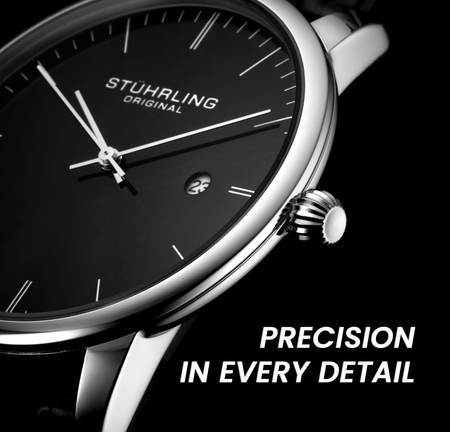 Stuhrling Original Men's Watch Dress Watch 40mm, Ultra Slim Mens Watch Leather Strap, Quartz Analog Men's Wrist Watch, Classic Minimalist Watch for Men - Image 5