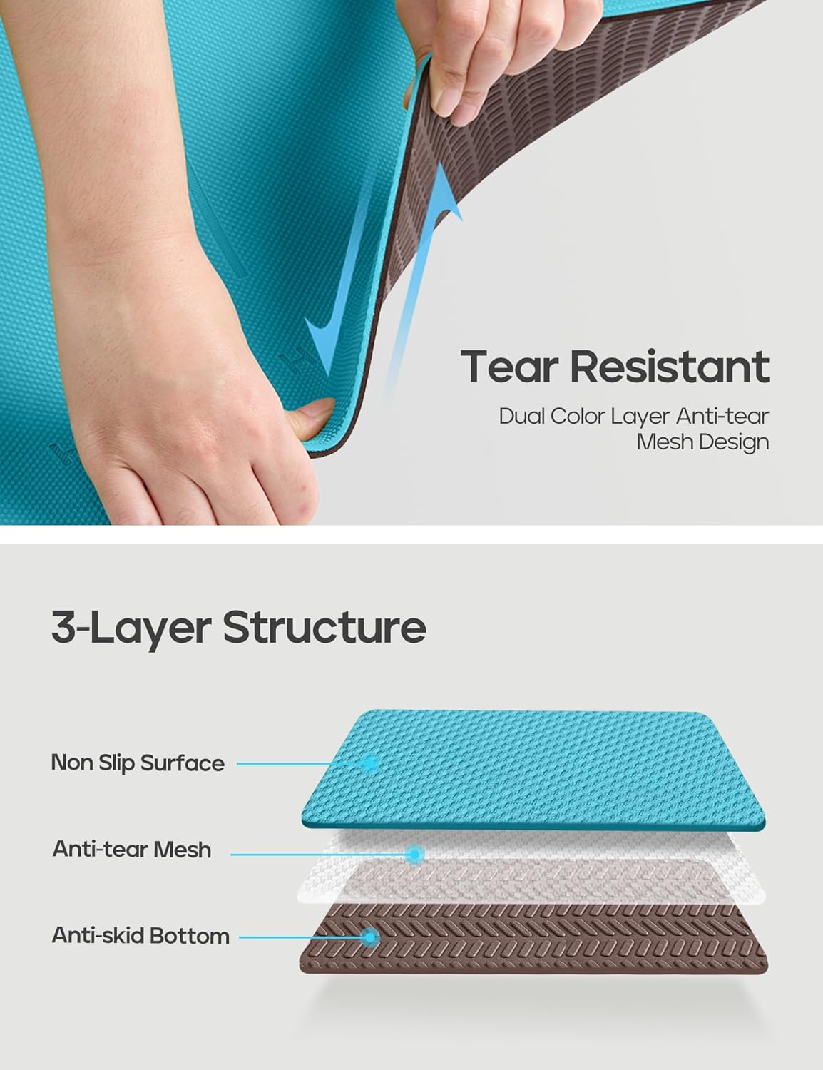 Heathyoga Yoga Mat Non Slip TPE Pilates Exercise Mats for Home Workout Gym Fitness Eco Friendly Thick Hot Yoga Mat with Strap Body Alignment,72"x 26" Thickness 1/4" - Image 4