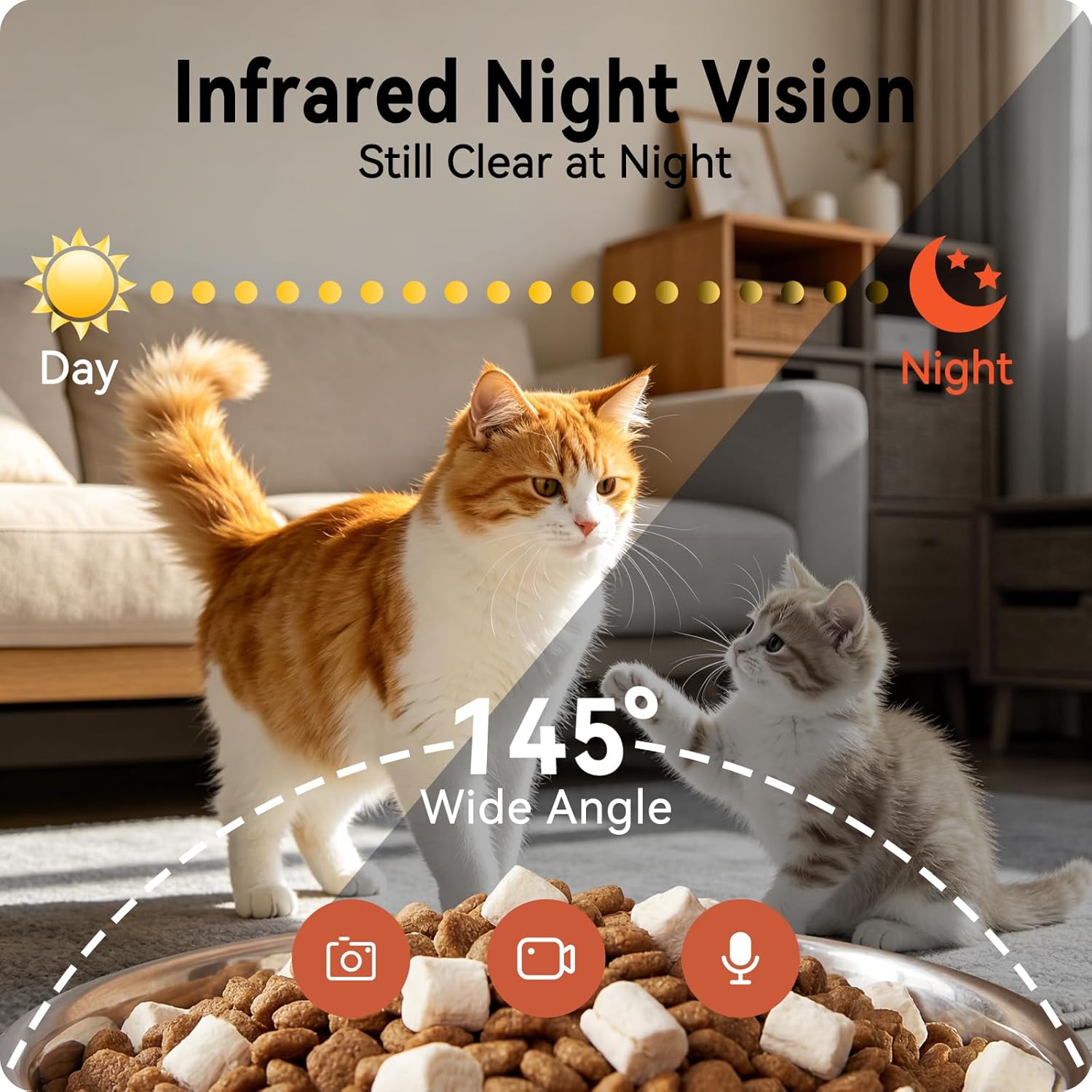 Automatic Cat Feeder with 2K HD Camera: 5G WiFi Automatic Dog Feeder with Night Vision, Auto Cat Food Dispenser with 6L Large Food Storage for Multiple Pet, Detachable for Easy Clean -24 Cup - Image 3