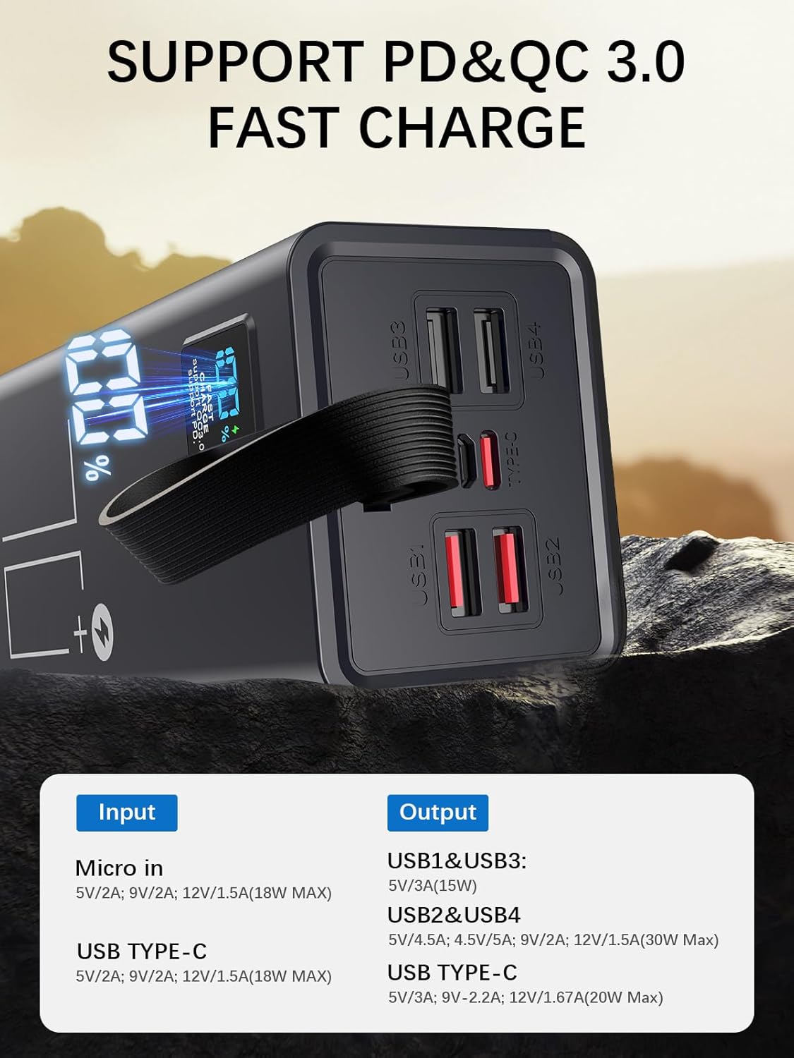 LOHAO Portable Charger Power Bank, PD 30w & QC 3.0 Fast Charging Battery Pack, 70000mah Powerbank 5 Outputs 2 Inputs Compatible with iPhone 17/16/15/14/13/12 and More - Image 3