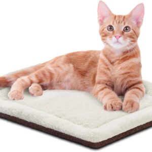 K&H PET PRODUCTS Self-Warming Cat Bed Pad, Self Heating Pad for Outdoor Cat Houses, Warming Mat for Indoor Pet Beds & Furniture, Reversible Blanket, Washable – Small 21 X 17in Oatmeal/Chocolate