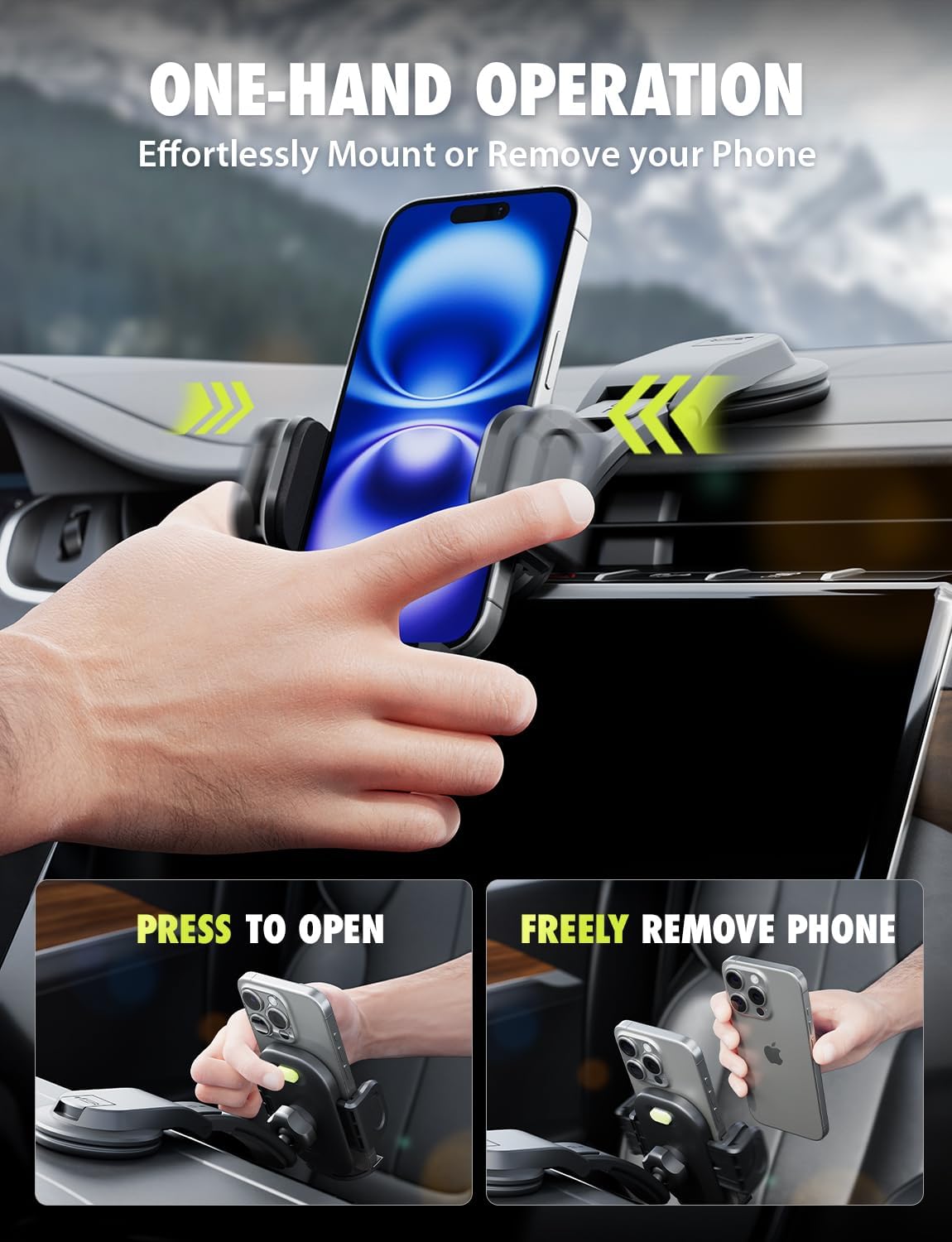 Bracketron TripGrip Low-Profile Dashboard Car Phone Holder Mount, One-Click Expandable Phone Holders for Your Car for All Smartphones - Image 3