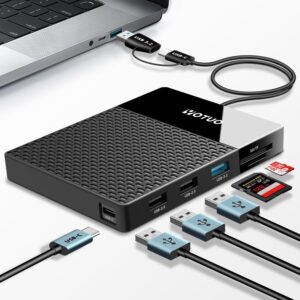 YOTUO 1TB External Hard Drive, USB C Multiport Hub HDD 7-in-1, USB 3.0, SD/TF Card Reader, Docking Station, Multi-Function HDD for Windows, Mac, Android, TV, iPhone 15/16/17, Laptop, Desktop, PC