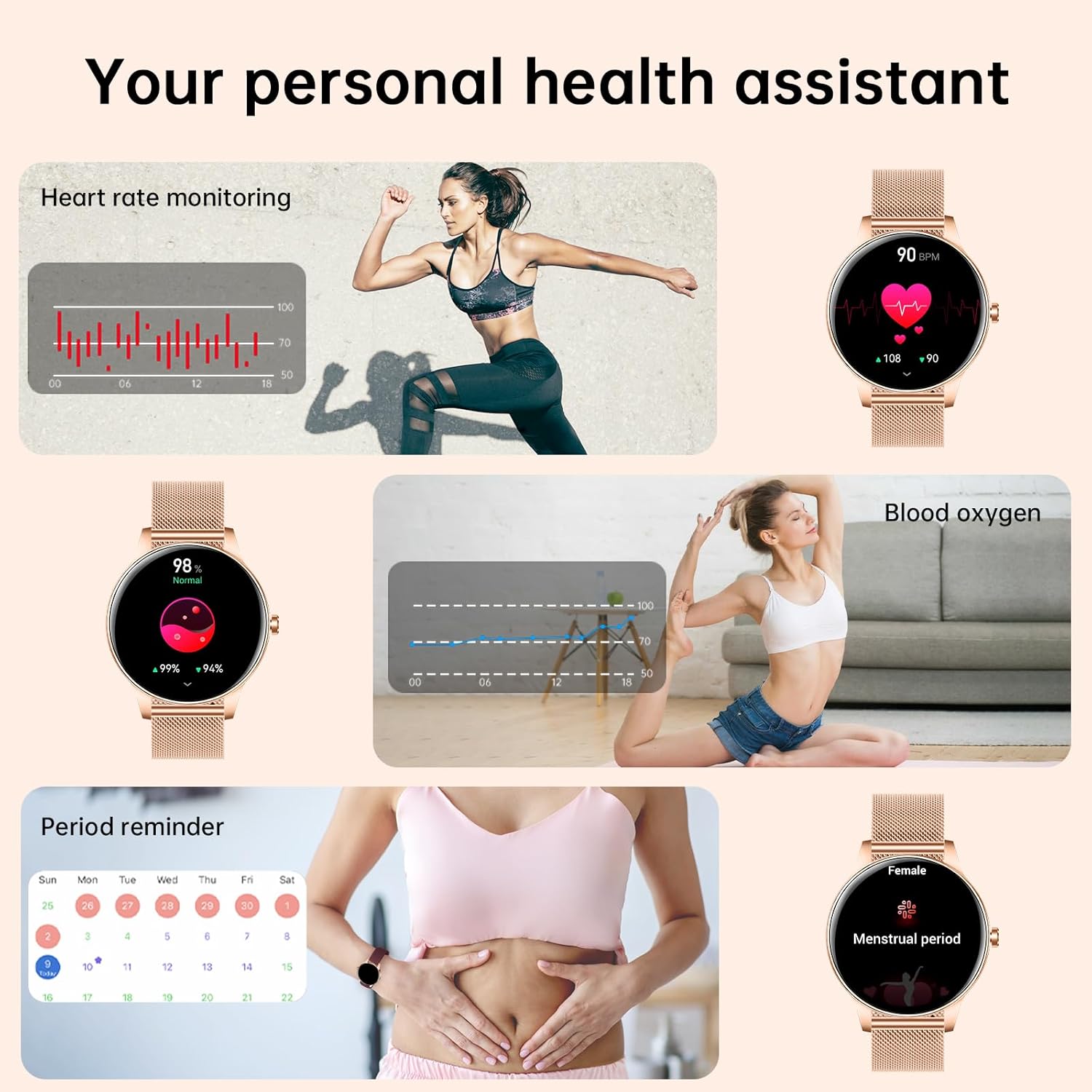 Smart Watch for Women(Answer/Make Calls), 1.27" HD Screen Fitness Tracker with Heart Rate/Sleep Monitor, 130+ Sport Modes IP68 Waterproof Activity Tracking, Smartwatch for Android Phones iPhone - Image 2
