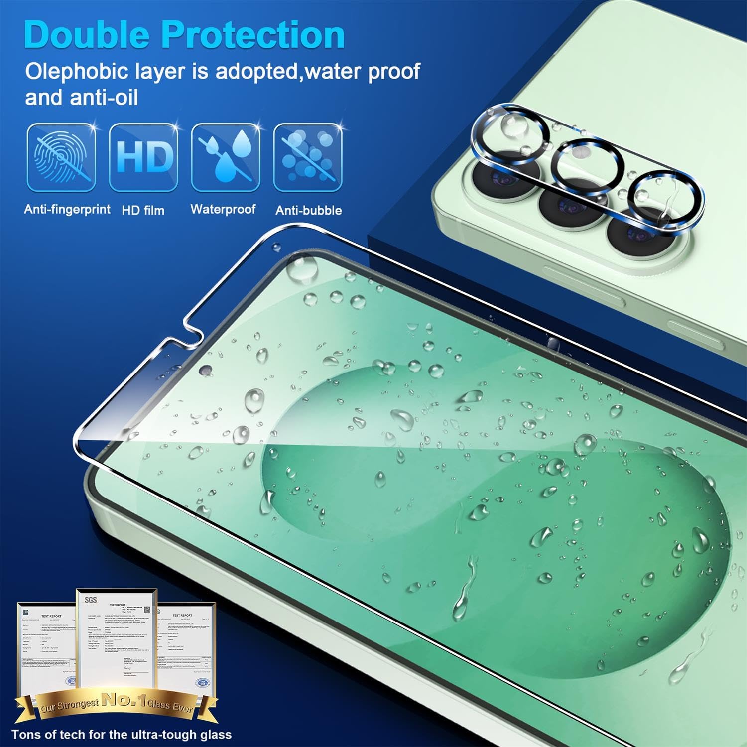 3 Pack for Samsung Galaxy S26 Screen Protector Tempered Glass + 3 Pack Camera Lens Protector, Military Grade Shatterproof, 9H Hardness, Fingerprint Unlock, HD Clear Case Friendly 6.3 Inch - Image 6