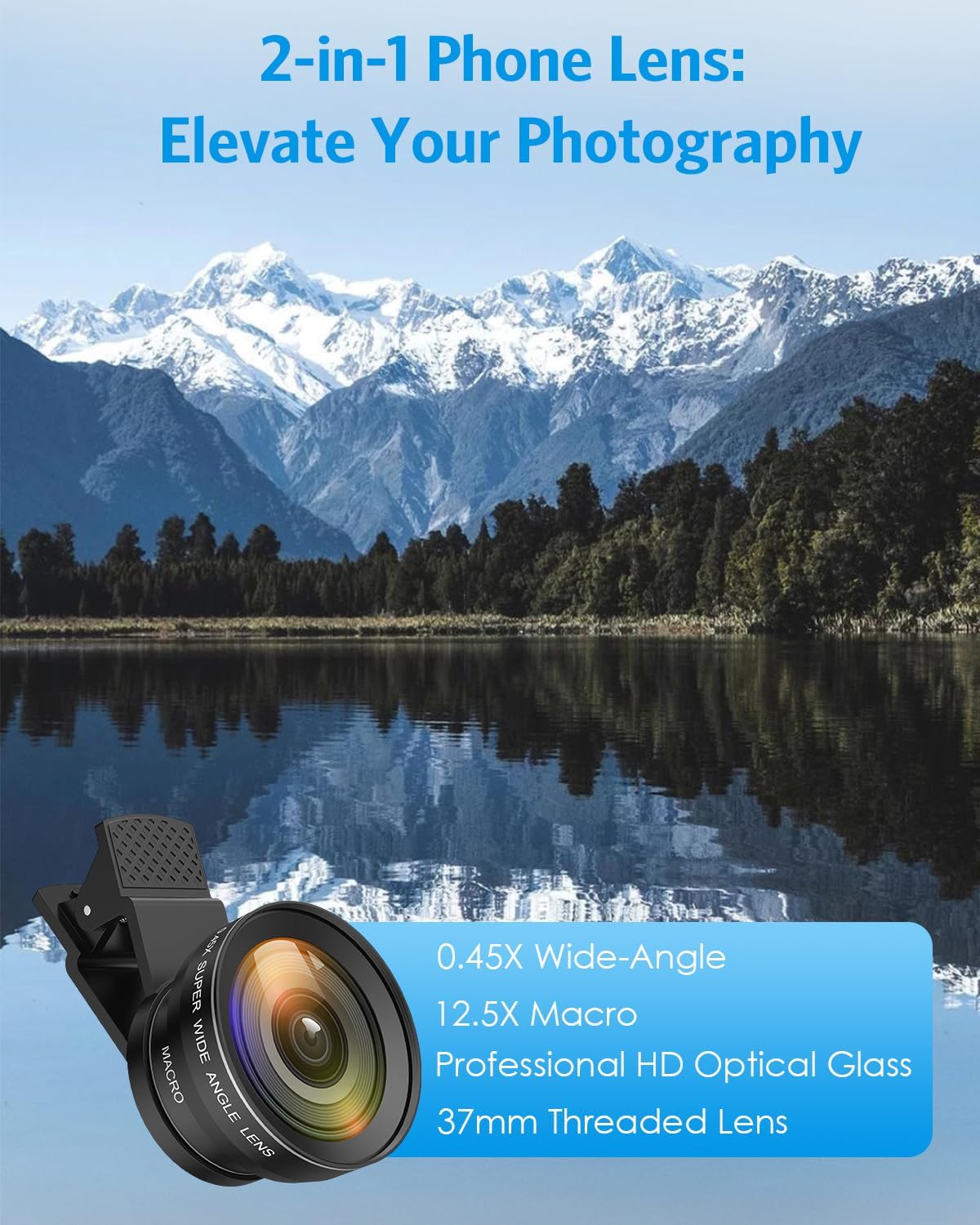 AMIR Phone Camera Lens Kit, 2026 New 0.45X Super Wide Angle Lens (140°) with 12.5X Macro Lens, 2-in-1 Clip-On Universal Lens Compatible with iPhone 15/14/13/12, Samsung Galaxy S and Most Smart Phones - Image 4