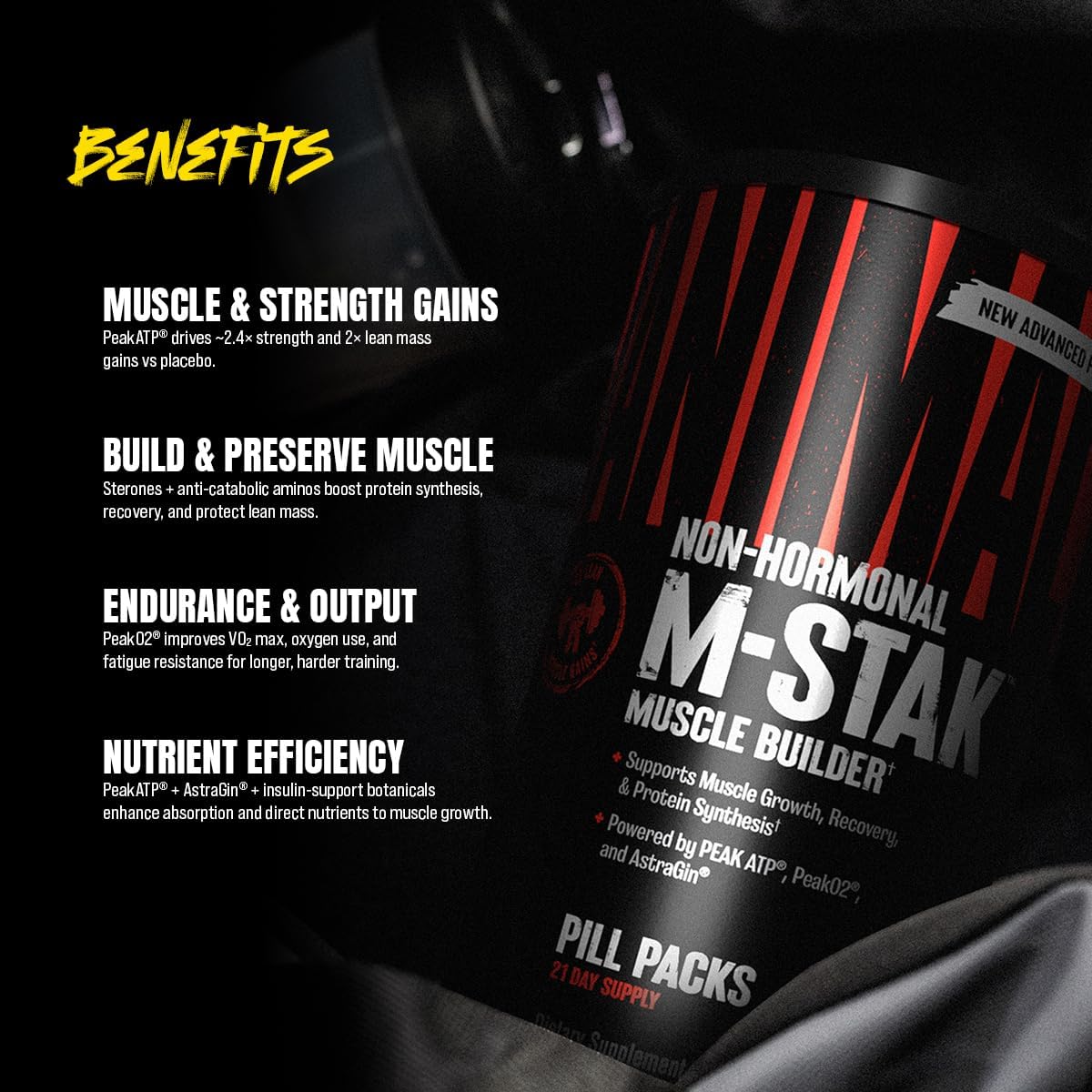 Animal M-Stak - Muscle Builder and Anabolic Mass Gainer Supplement for Bodybuilding - Lean Muscle Growth, Amino Complex and Pre Workout Energy, 21 Packs - Image 3