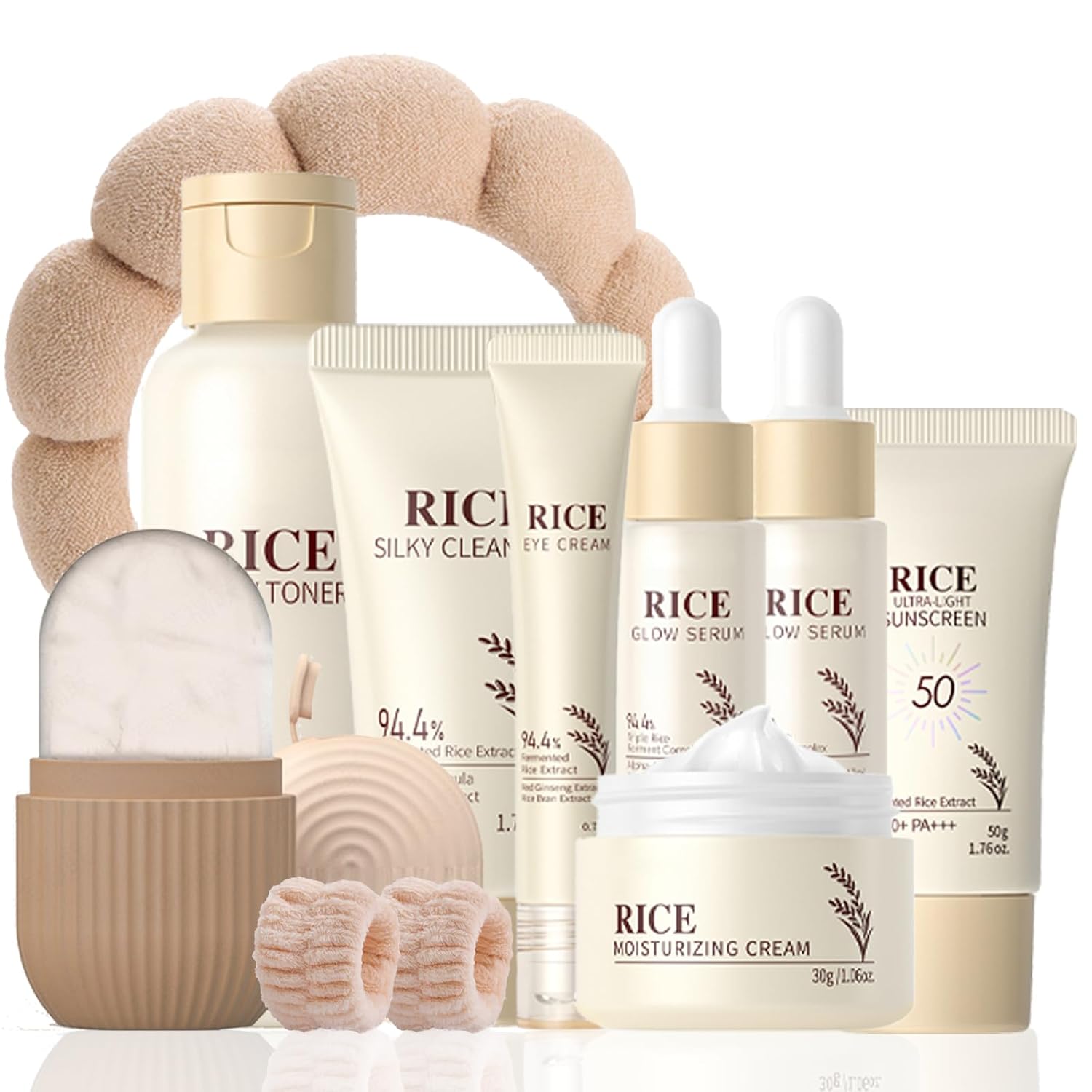 Rice Skincare Set for Teen Girl Gifts Birthday - Skin Care for Teens 10-12 - Hydrating Skin Care Routine Kit for Women - Gifts Birthday Facial Kit for Women - Skin Care Set with Cleanser,Serum
