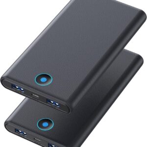 [2-Pack] Portable Charger Power Bank 20000mAh,Ultra Slim Fast Charging Battery Pack with Dual USB Outputs,Travel Essential Portable Phone Charger for iPhone 17/16/15/14/13/12/X,Galaxy S24, Android etc
