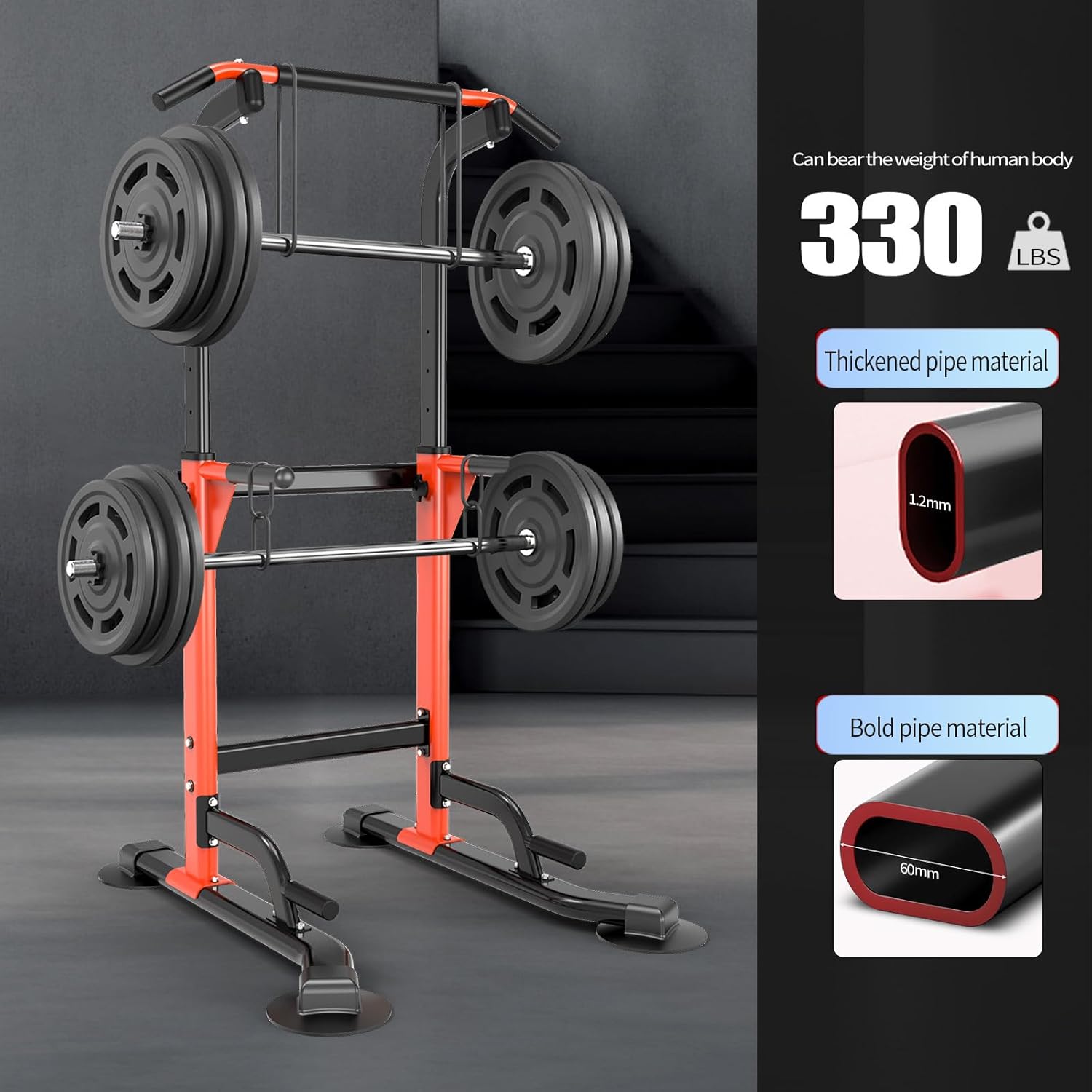 Z ZHICHI Pull Up Dip Station For Home Gym Strength Training Fitness Workout Station Chin-Ups Push-Ups Pull-Ups Dip-Ups 330LBS T055CDC - Image 6