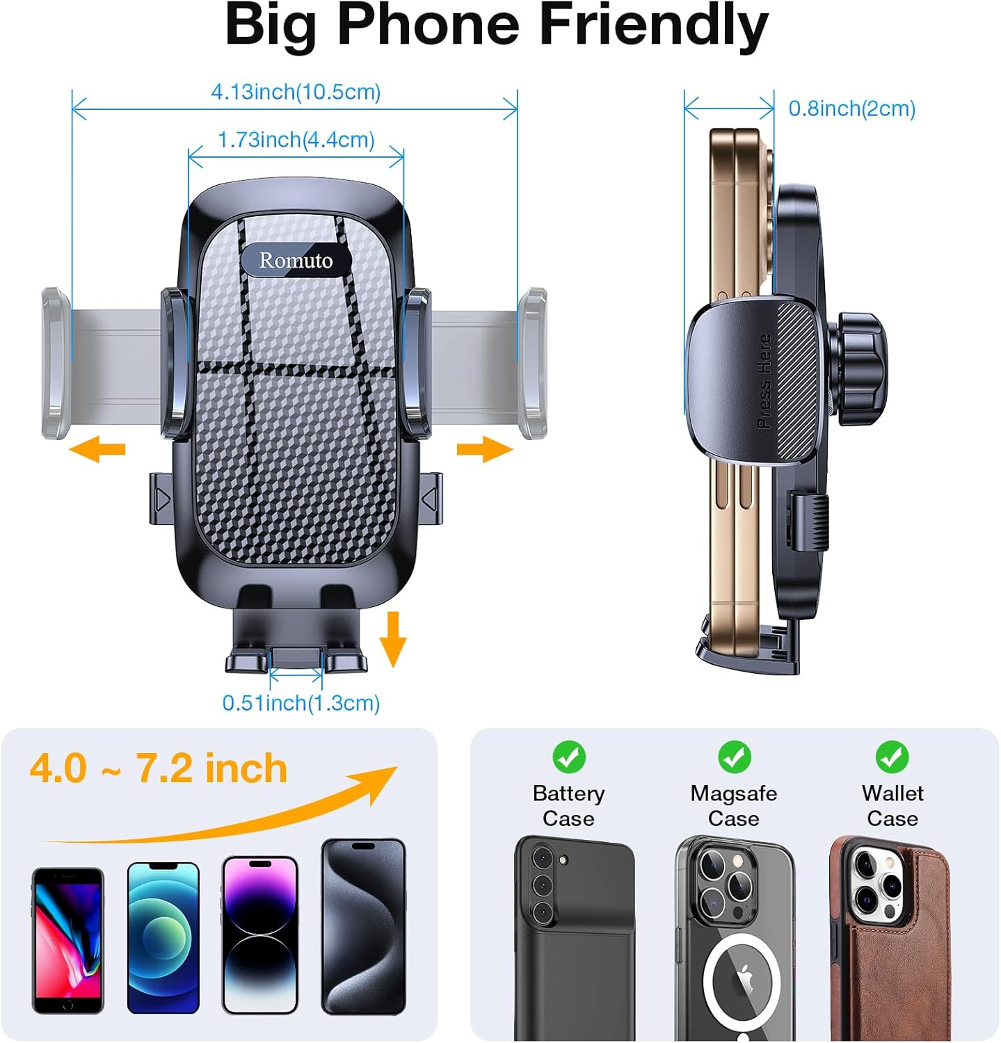 Romuto Phone Holders for Your Car Phone Holder Mount【Super Suction】Cell Phone Mount for Car Accessories for Women Men Windshield/Vent/Dash Truck Stand Desk Mount Clamp Holder for iPhone Samsung Camera - Image 10