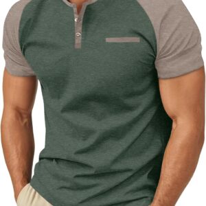 Sailwind Men’s Cotton Henley Short Sleeve Casual T-Shirts with Pocket