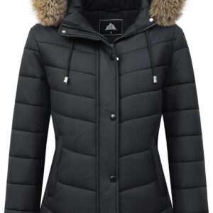 Women’s Long Winter Puffer Coat Warm Thicken Fleece Lined Down Jacket Waterproof Detachable Hooded Parka