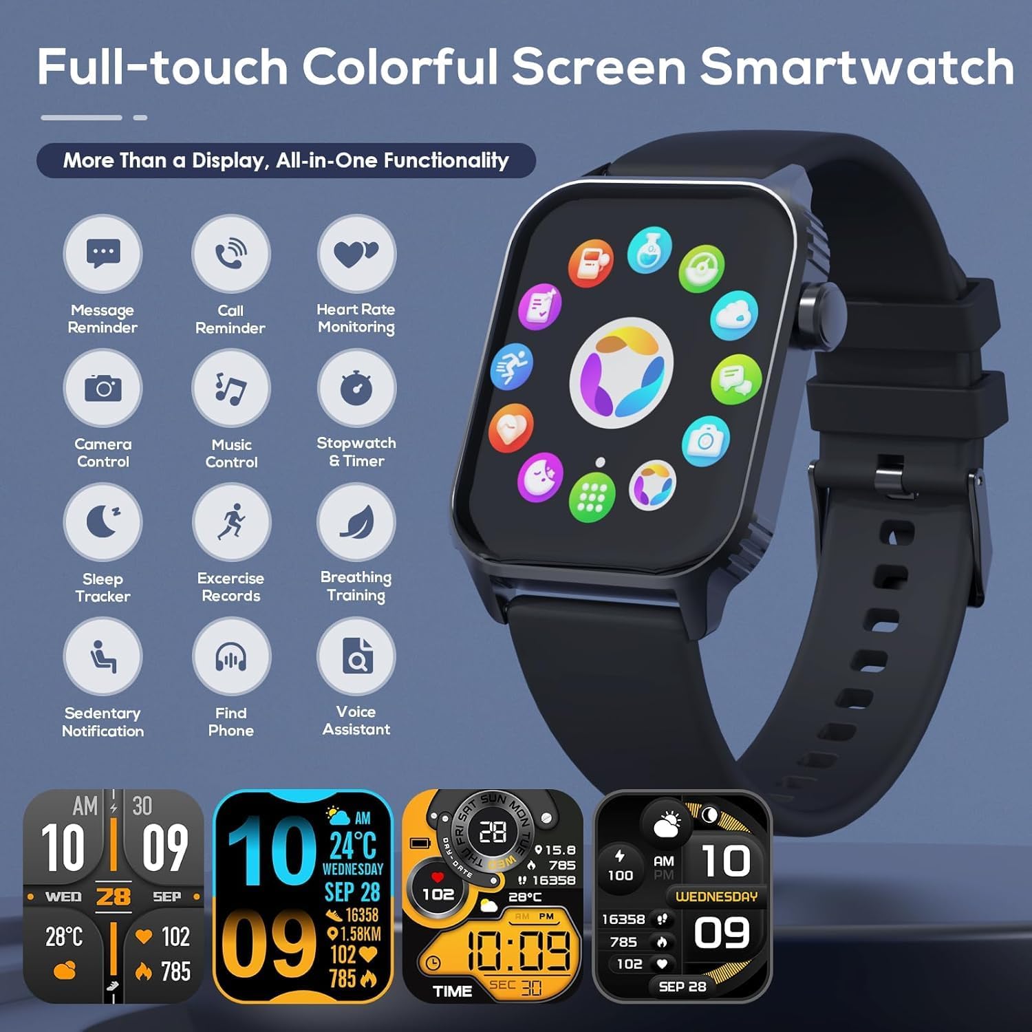 TRAUSI Smart Watch for Men, 120 Sports Modes Smartwatch with 1.83" HD, Alexa Built-in, Heart Rate/Sleep Monitor, IP67 Waterproof, Bluetooth Call & Music Control Fitness Watch for iPhone/Android Black - Image 2