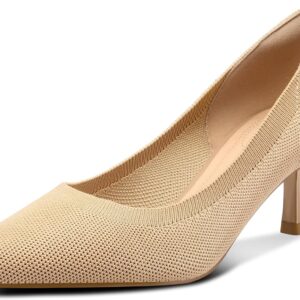 mysoft Kitten Heels for Women Low Heel Pumps 2 Inch Closed Toe Wedding Dress Shoes